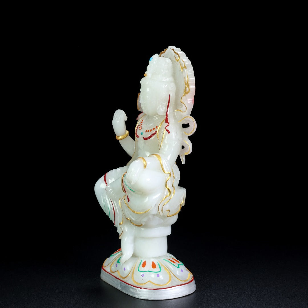 A1102 High Quality Chinese Gilt Gold Hetian Jade Carved Buddha Statue