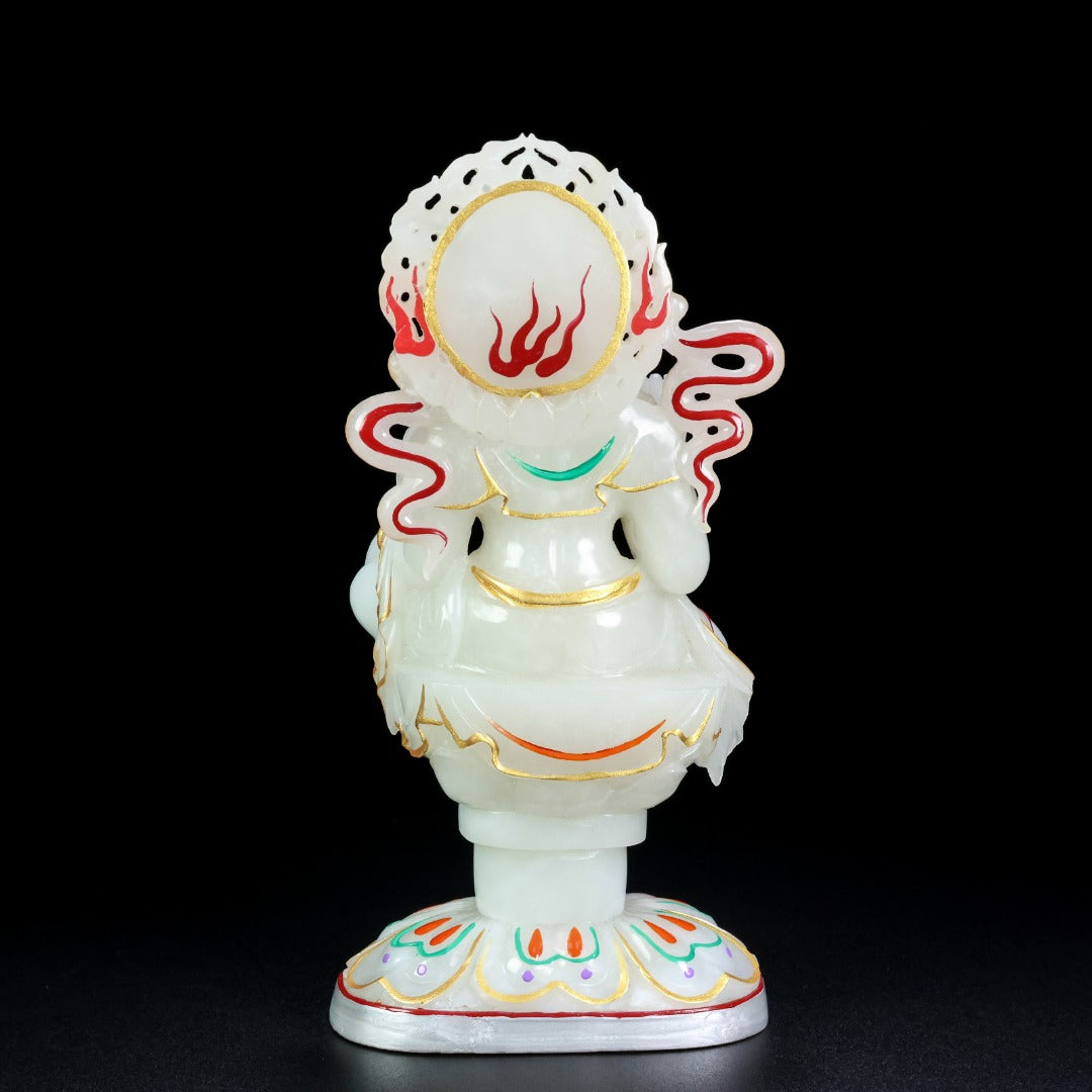 A1102 High Quality Chinese Gilt Gold Hetian Jade Carved Buddha Statue