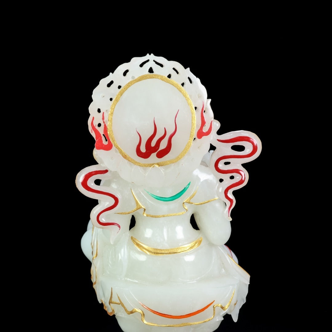 A1102 High Quality Chinese Gilt Gold Hetian Jade Carved Buddha Statue