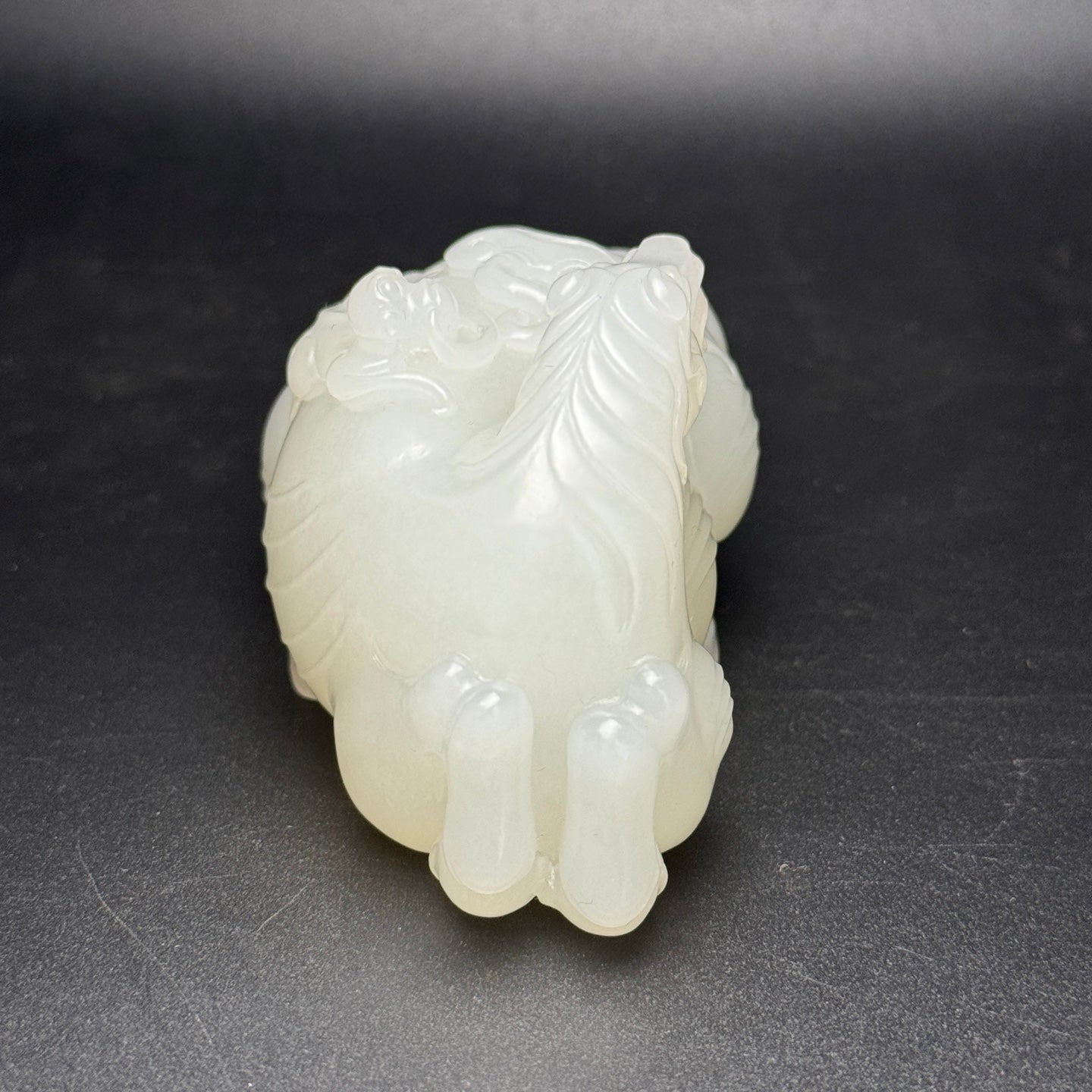 A1110 Superb Chinese White Hetian Jade Carved Horse & Monkey Statue