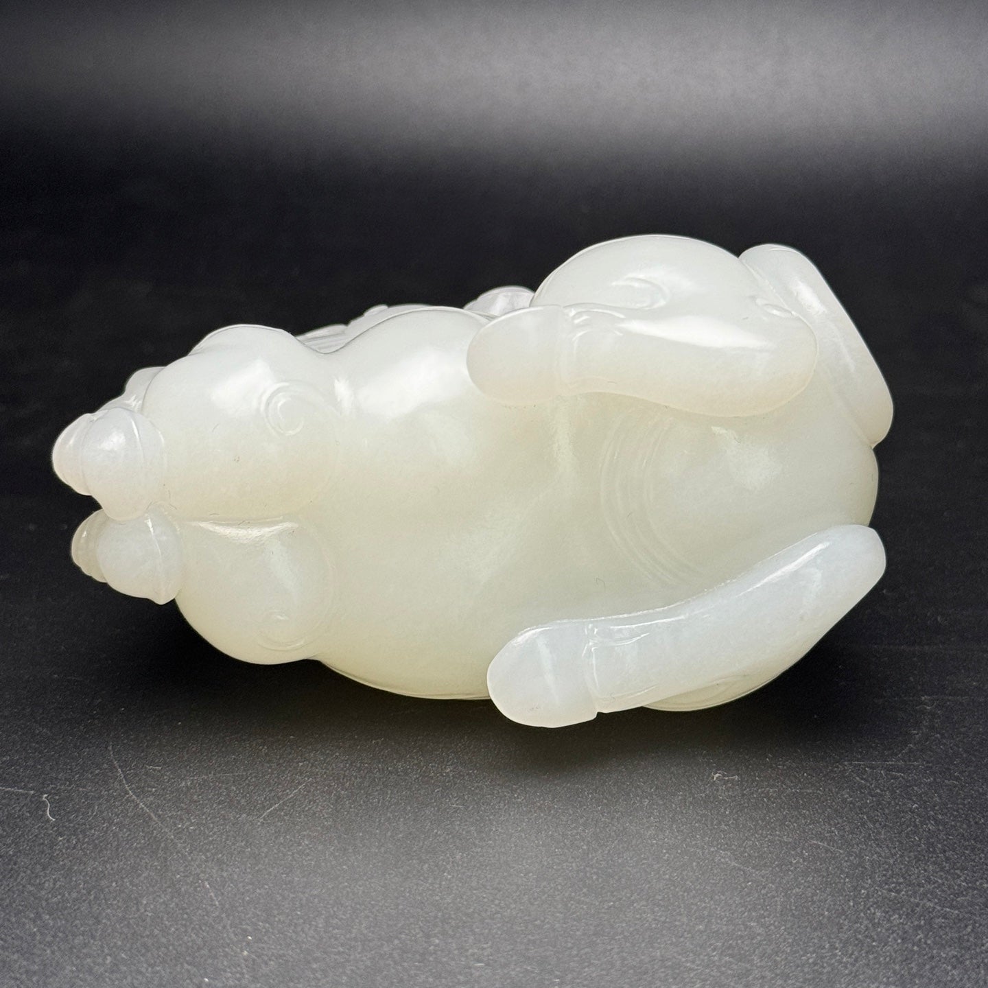 A1110 Superb Chinese White Hetian Jade Carved Horse & Monkey Statue