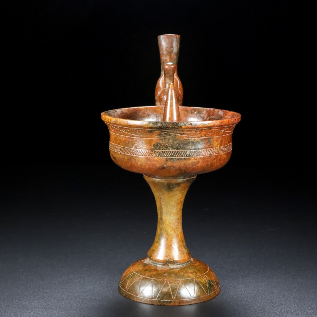A1118 Superb Old Chinese Hetian Jade Carved Phoenix Candlestick