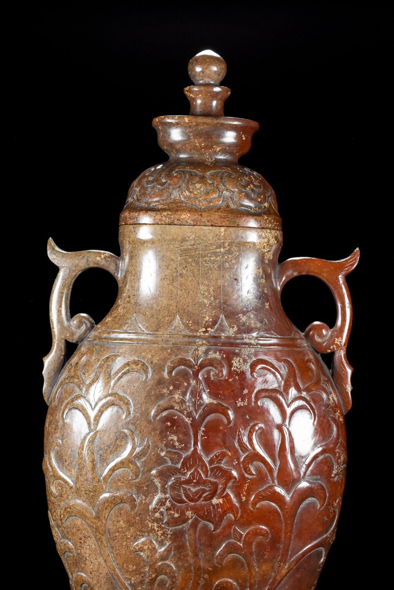 A1127 Superb Vintage Chinese Hetian Jade Double Ears Vase