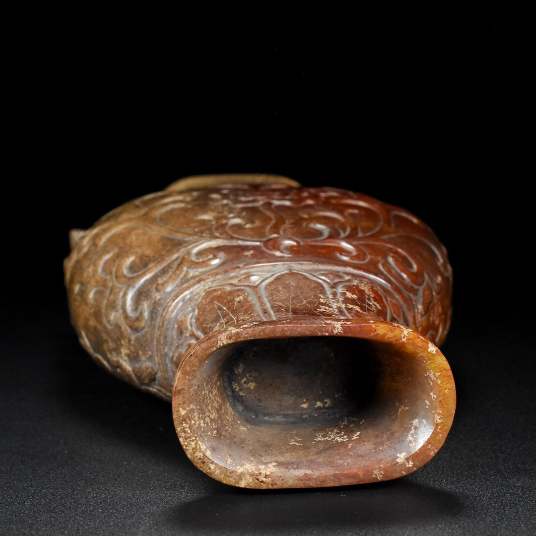 A1127 Superb Vintage Chinese Hetian Jade Double Ears Vase