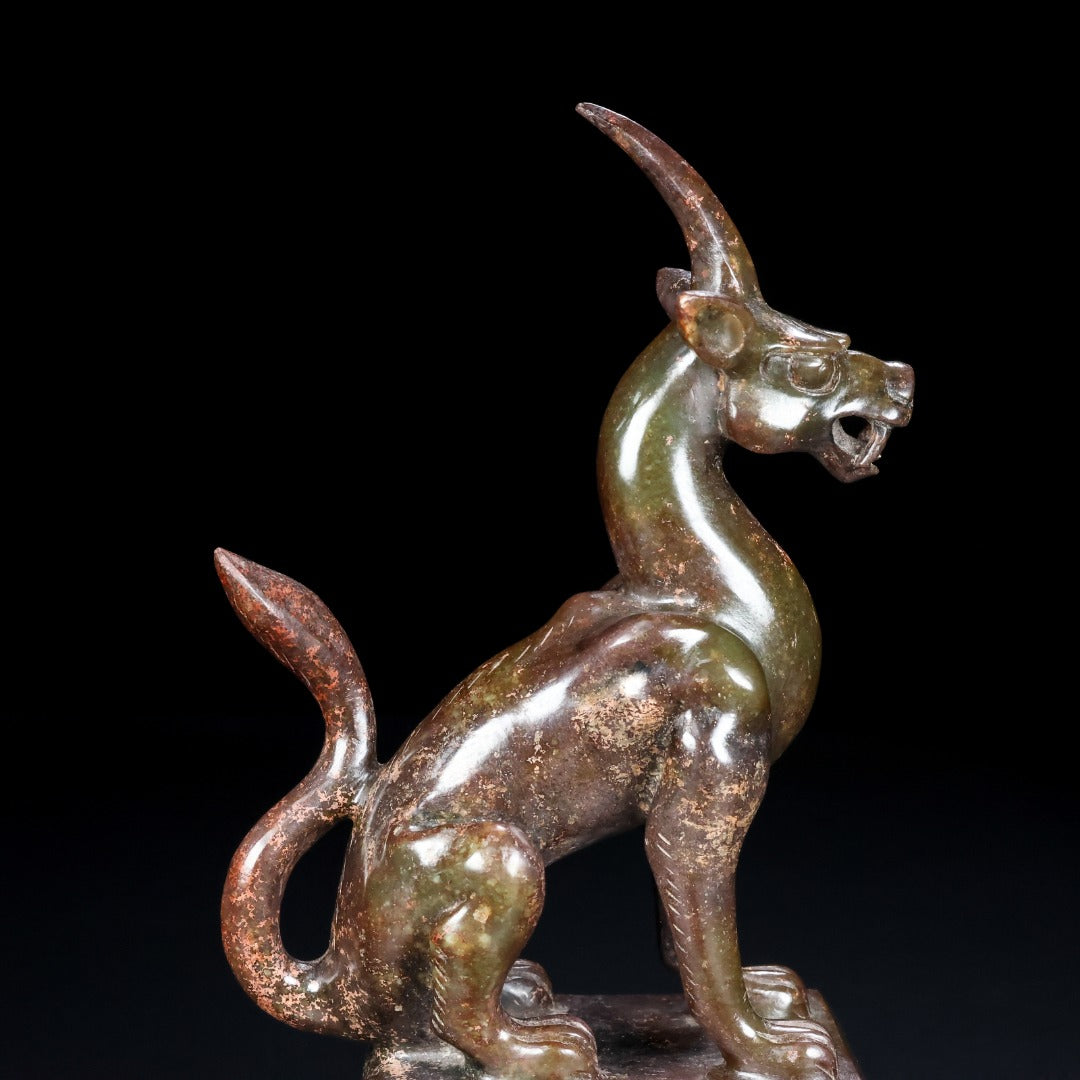 A1131 Superb Old Chinese Hetian Jade Carved Unicorn Seal