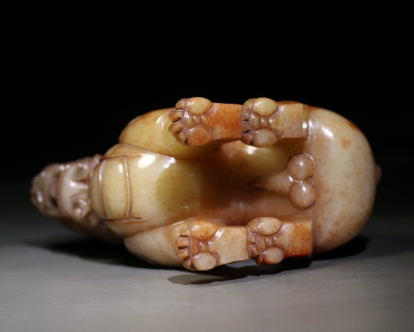 A1133 Superb Vintage Chinese Hetian Jade Carved Fortune Lion Statue