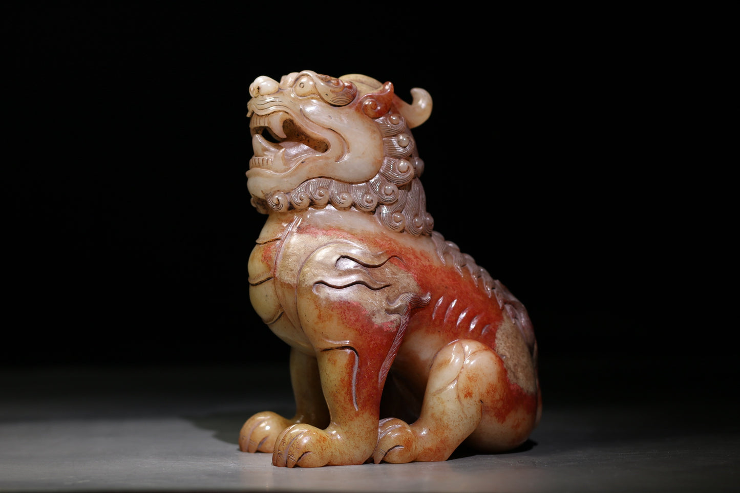 A1133 Superb Vintage Chinese Hetian Jade Carved Fortune Lion Statue