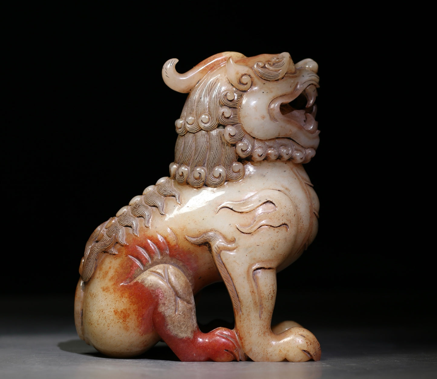 A1133 Superb Vintage Chinese Hetian Jade Carved Fortune Lion Statue