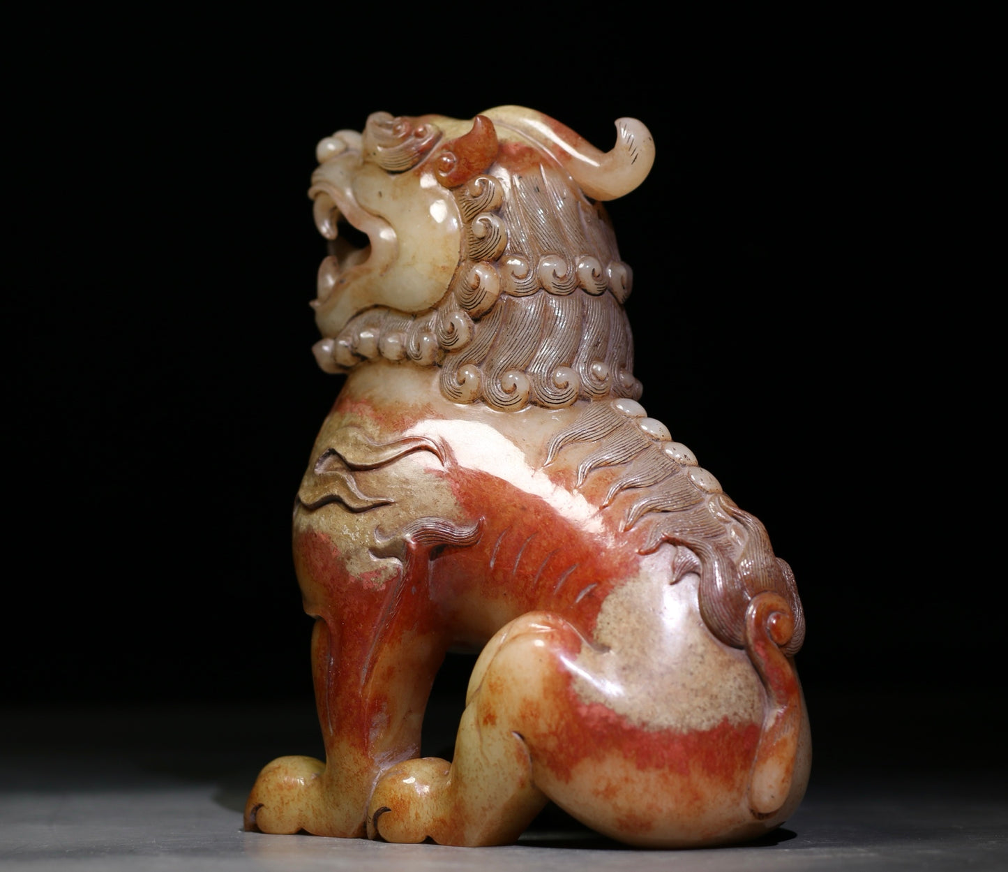 A1133 Superb Vintage Chinese Hetian Jade Carved Fortune Lion Statue
