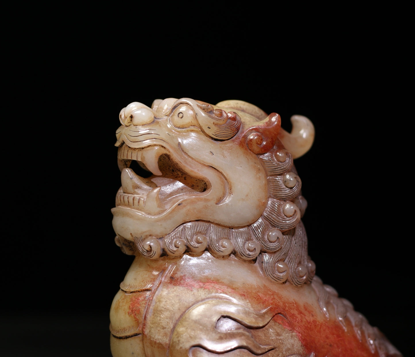 A1133 Superb Vintage Chinese Hetian Jade Carved Fortune Lion Statue
