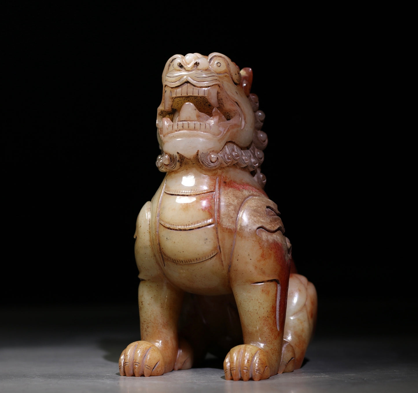 A1133 Superb Vintage Chinese Hetian Jade Carved Fortune Lion Statue