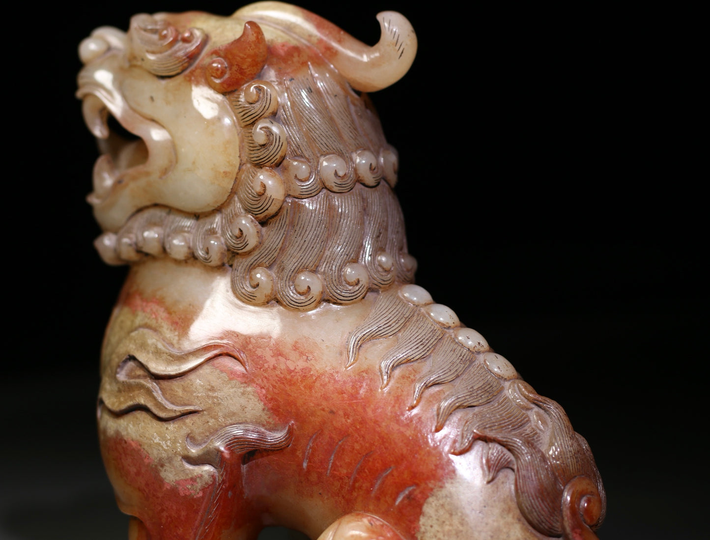 A1133 Superb Vintage Chinese Hetian Jade Carved Fortune Lion Statue