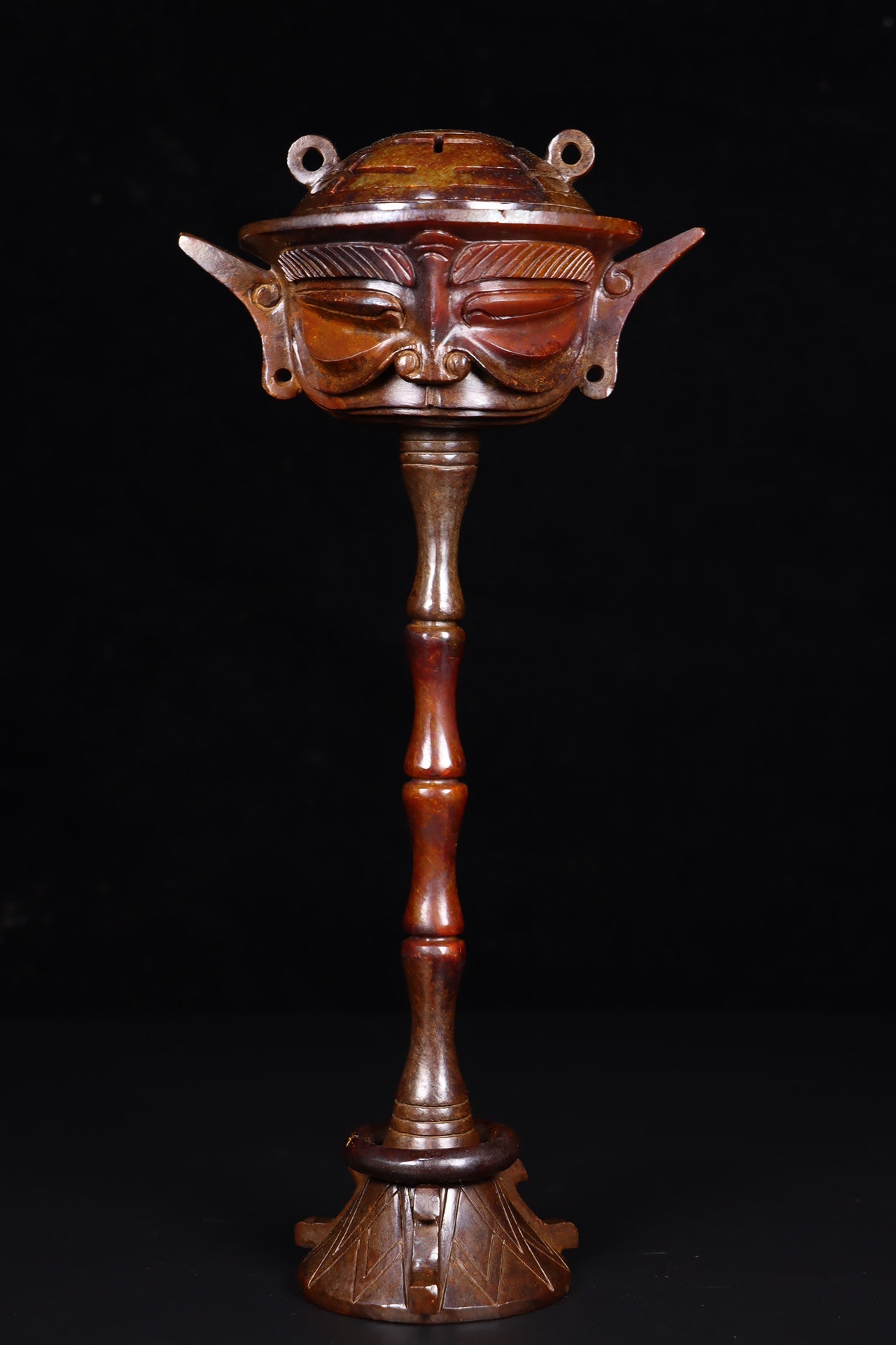 A1141 A Pair Superb Vintage Chinese Hetian Jade Incense Burner