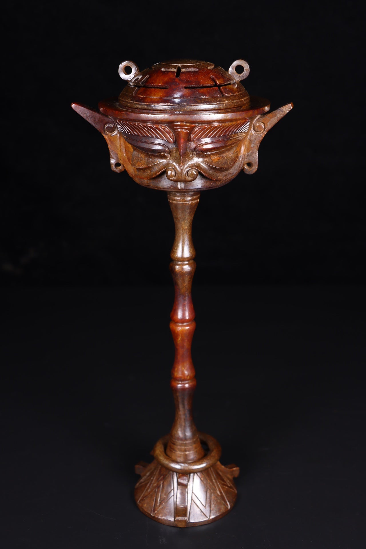 A1141 A Pair Superb Vintage Chinese Hetian Jade Incense Burner