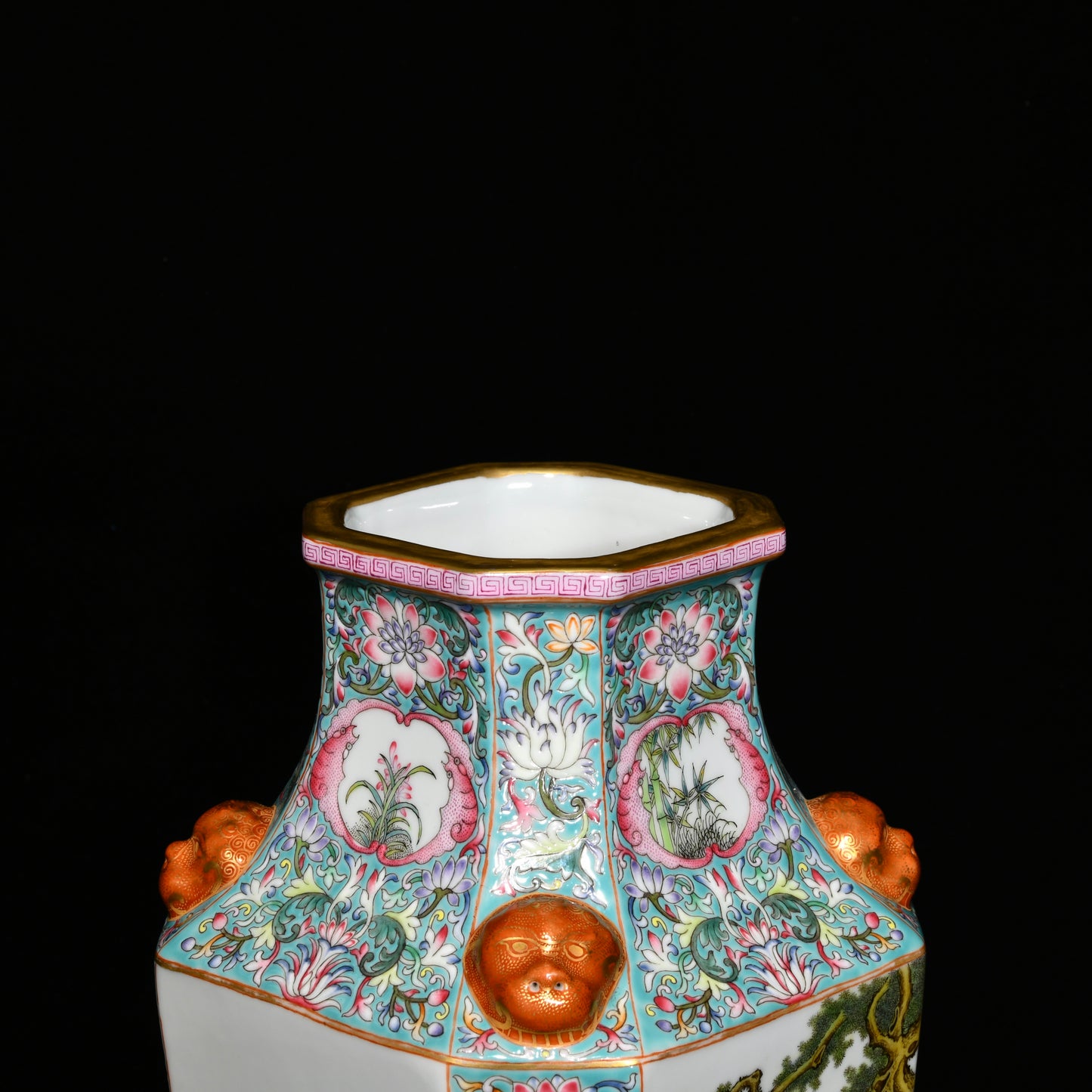 A1156 Chinese Qing Dynasty Gilt Edge Famille Rose Beautiful Woman Design Porcelain Vase