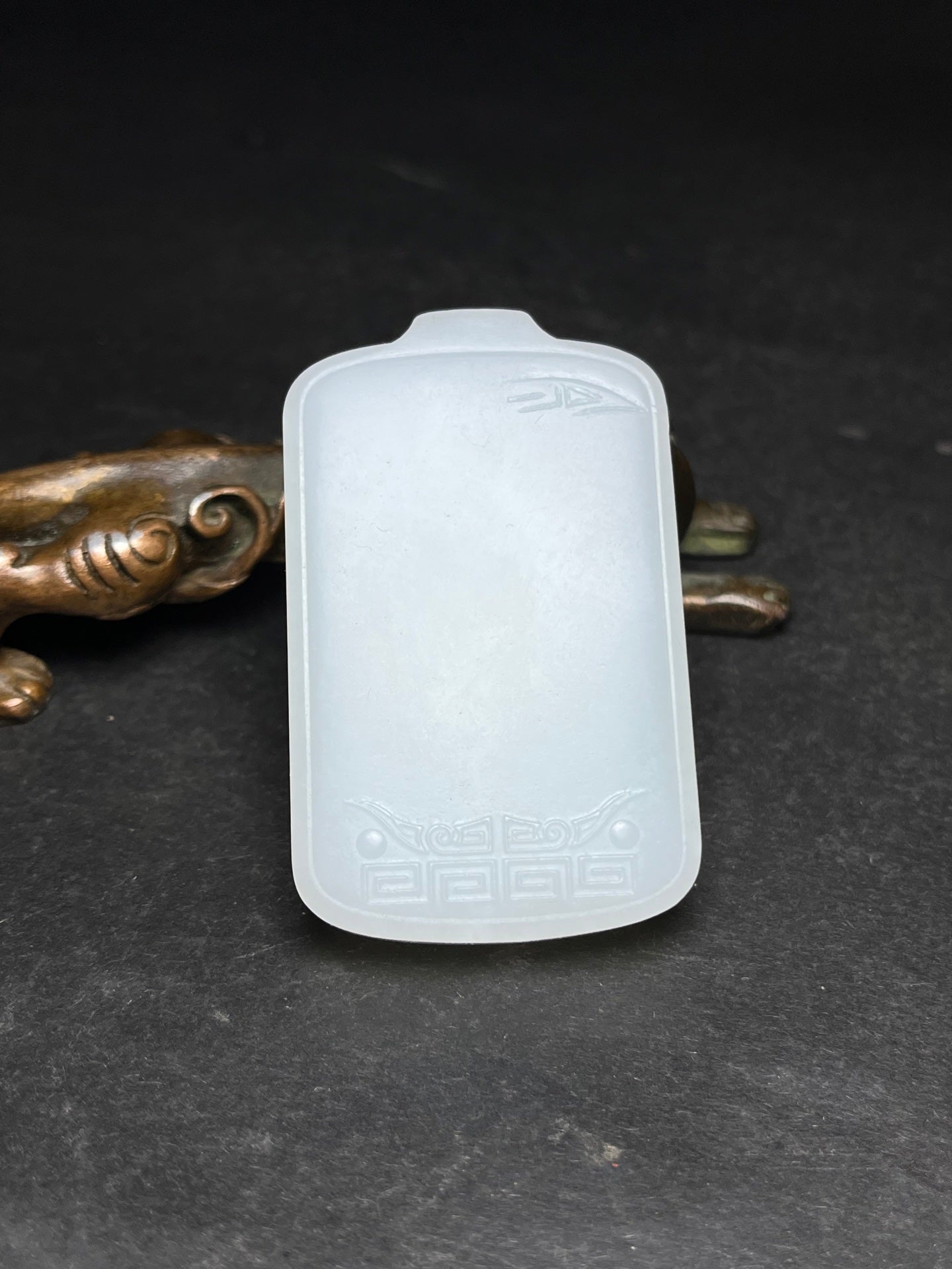 A1162 Chinese Natural Hetian Jade Low Relief Fortune Horse Design Pendant