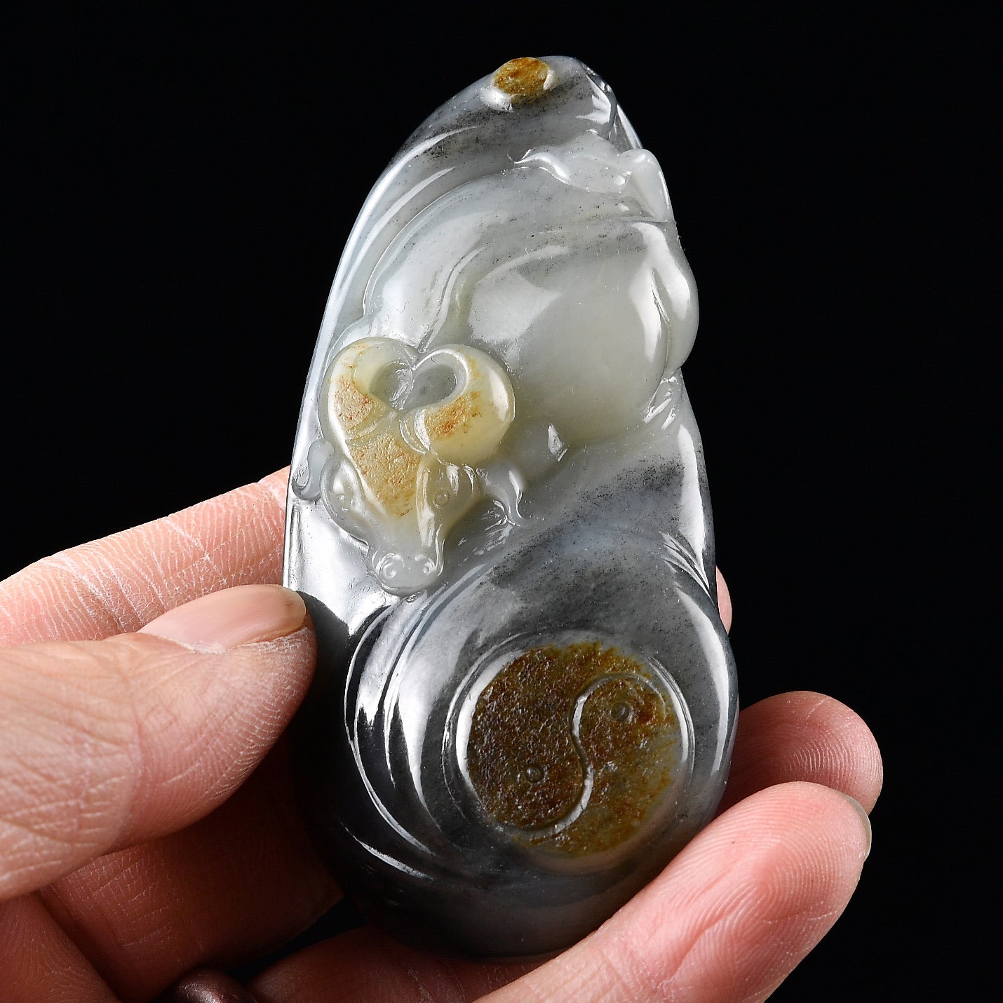 A1165 Superb Chinese Hetian Jade Carved Fortune Ox Pendant