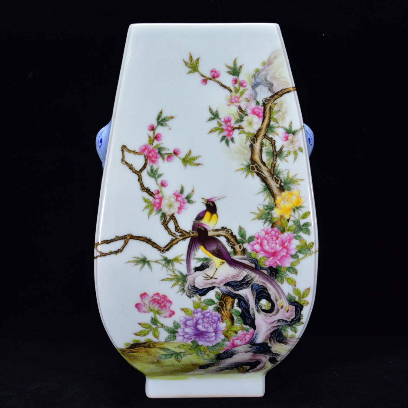 A1171 Chinese Qing Dynasty Famille Rose Flowers Bird Design Porcelain Vase