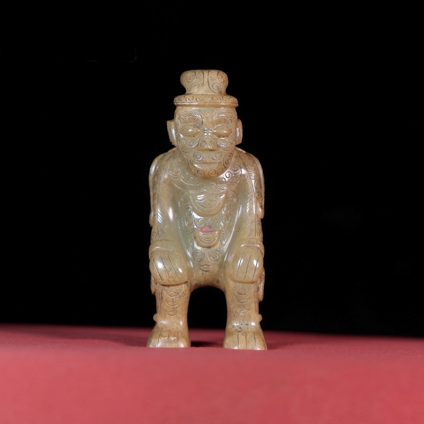 A1195 Vintage Chinese Hetian Jade Carved Figure Statue