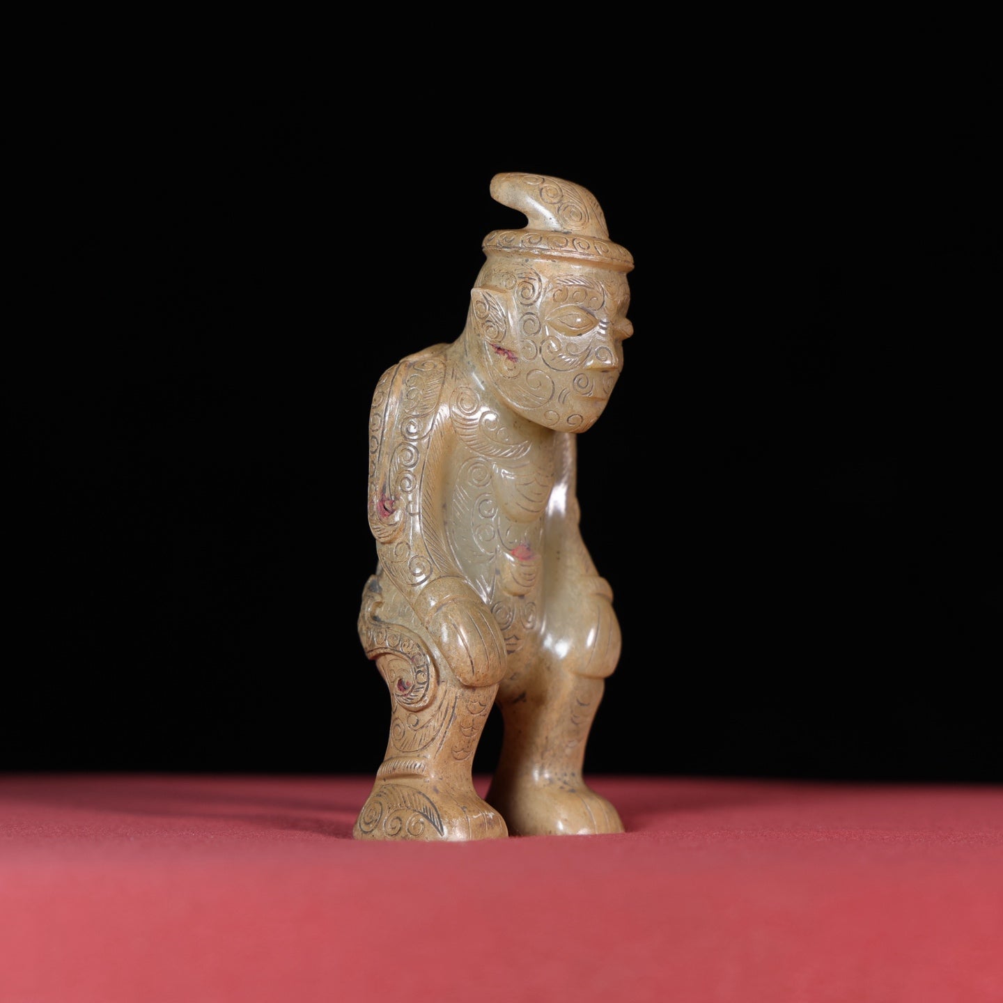A1195 Vintage Chinese Hetian Jade Carved Figure Statue