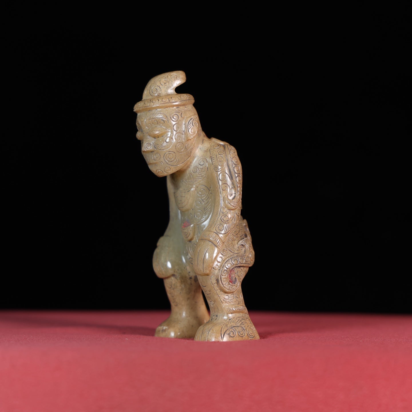 A1195 Vintage Chinese Hetian Jade Carved Figure Statue
