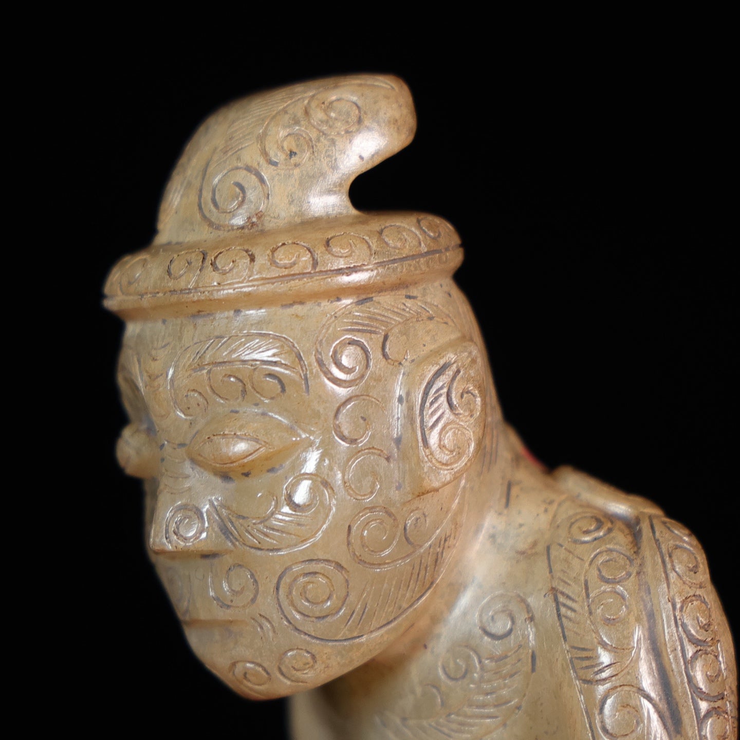 A1195 Vintage Chinese Hetian Jade Carved Figure Statue
