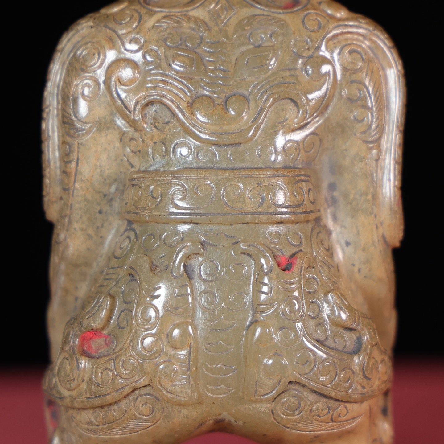 A1195 Vintage Chinese Hetian Jade Carved Figure Statue