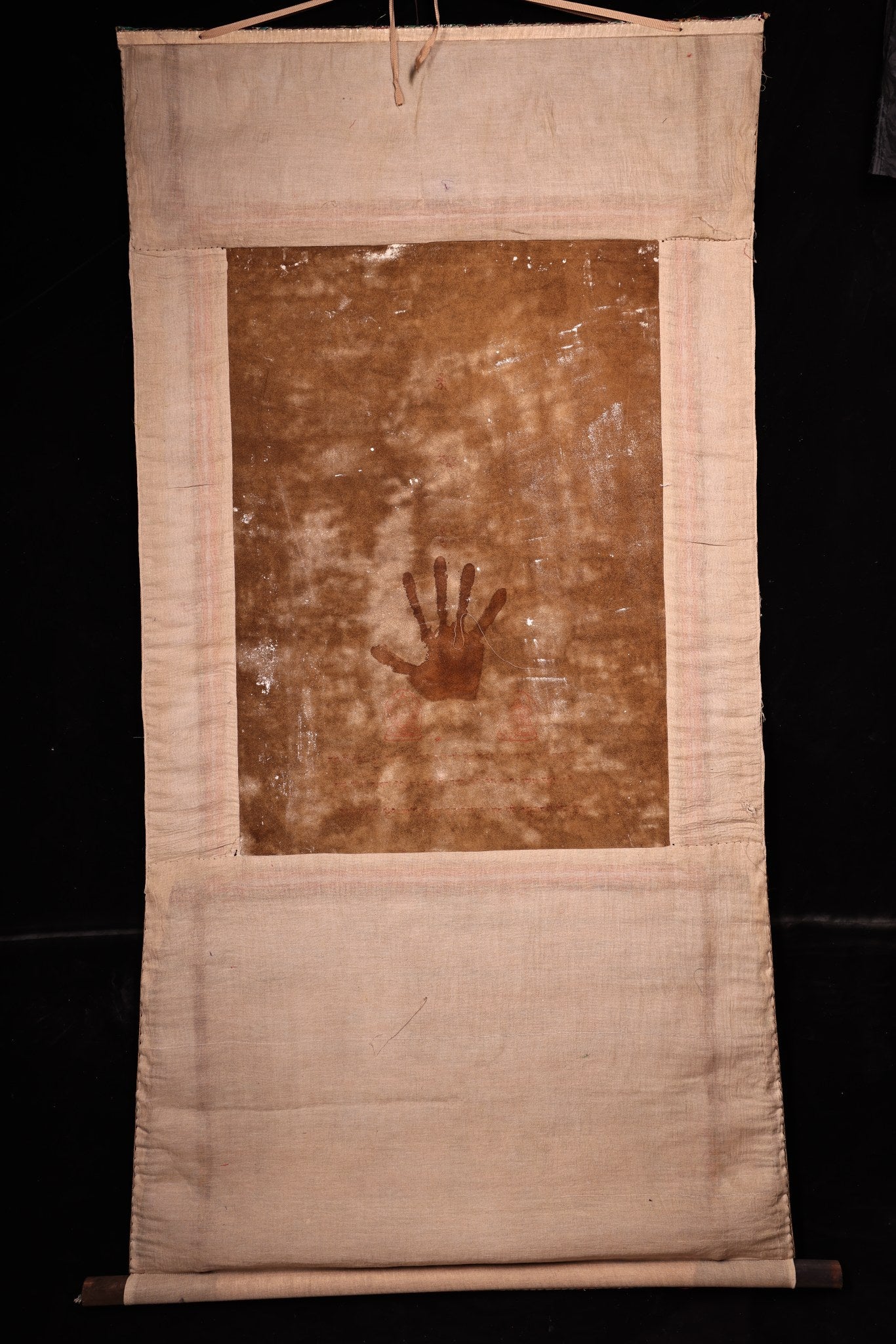 A1214 Tibetan Buddhism Sheepskin & Silk Vajrapani Tara Tangka