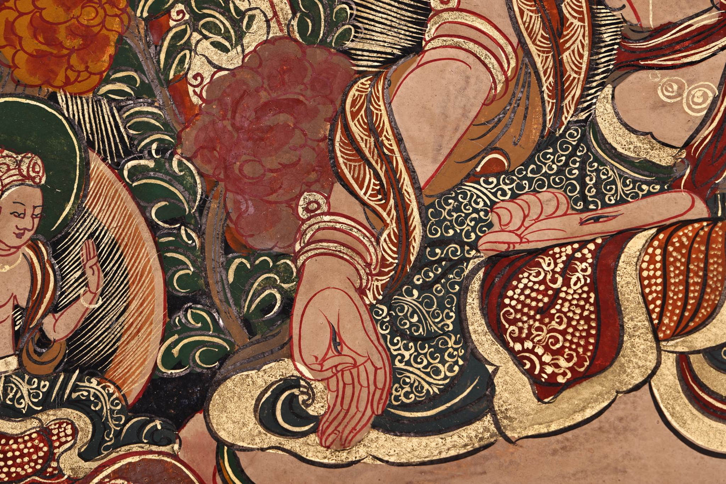 A1214 Tibetan Buddhism Sheepskin & Silk Vajrapani Tara Tangka