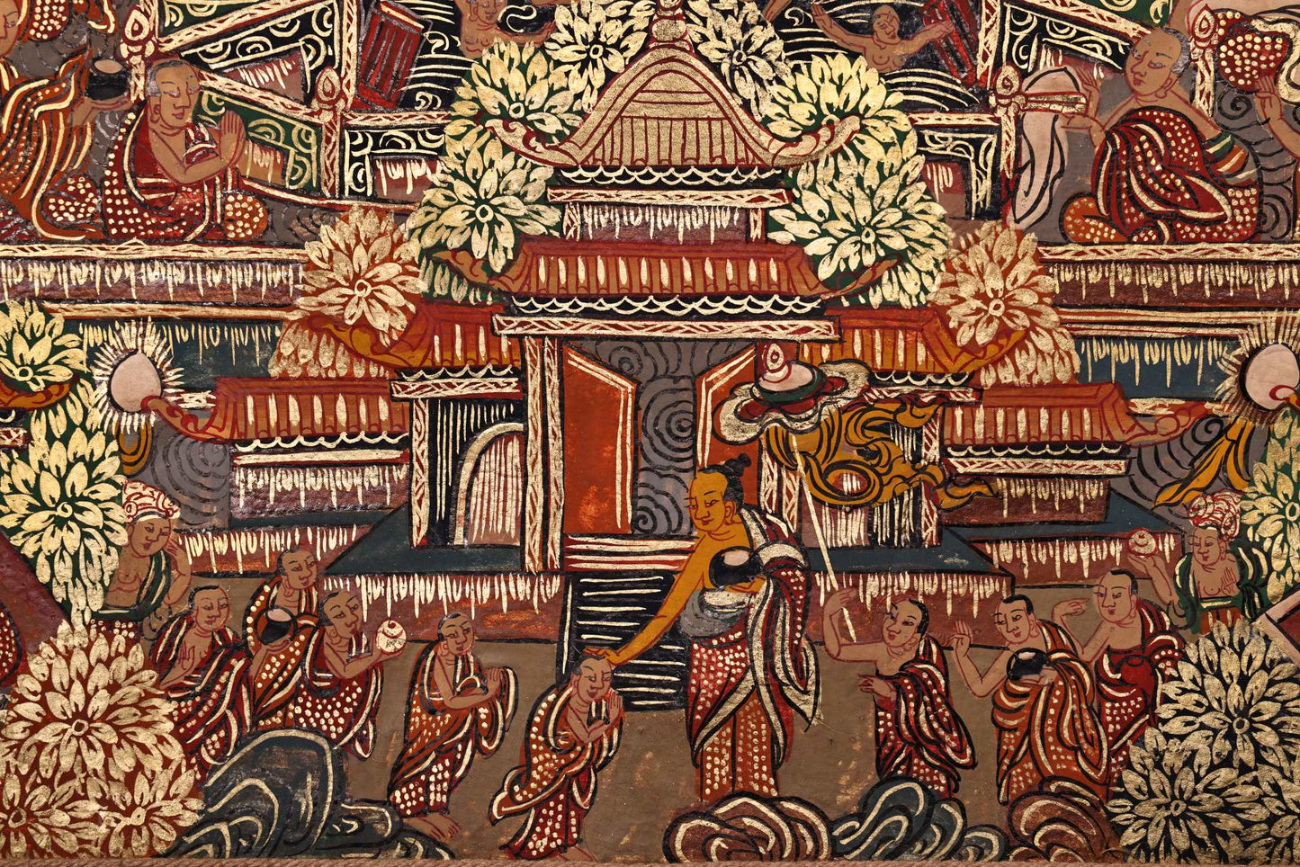A1214 Tibetan Buddhism Sheepskin & Silk Vajrapani Tara Tangka