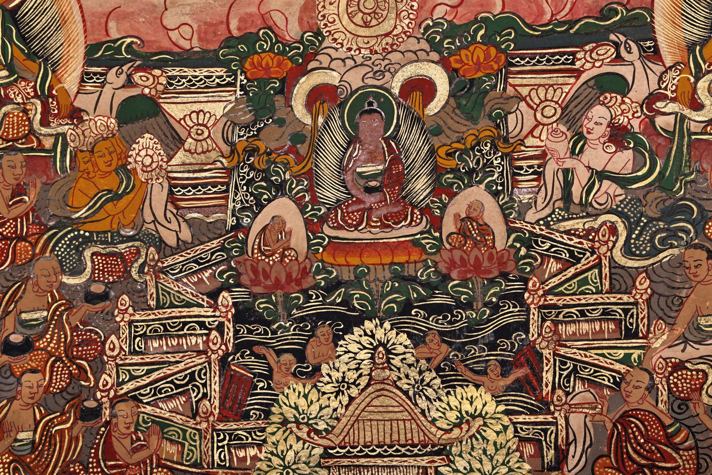 A1214 Tibetan Buddhism Sheepskin & Silk Vajrapani Tara Tangka