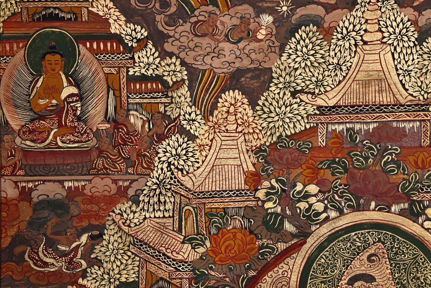 A1214 Tibetan Buddhism Sheepskin & Silk Vajrapani Tara Tangka