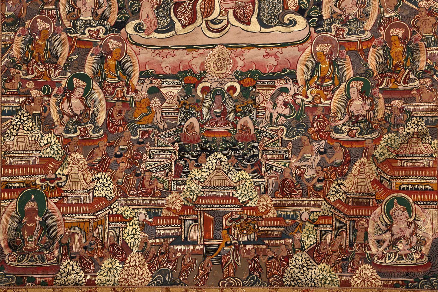 A1214 Tibetan Buddhism Sheepskin & Silk Vajrapani Tara Tangka