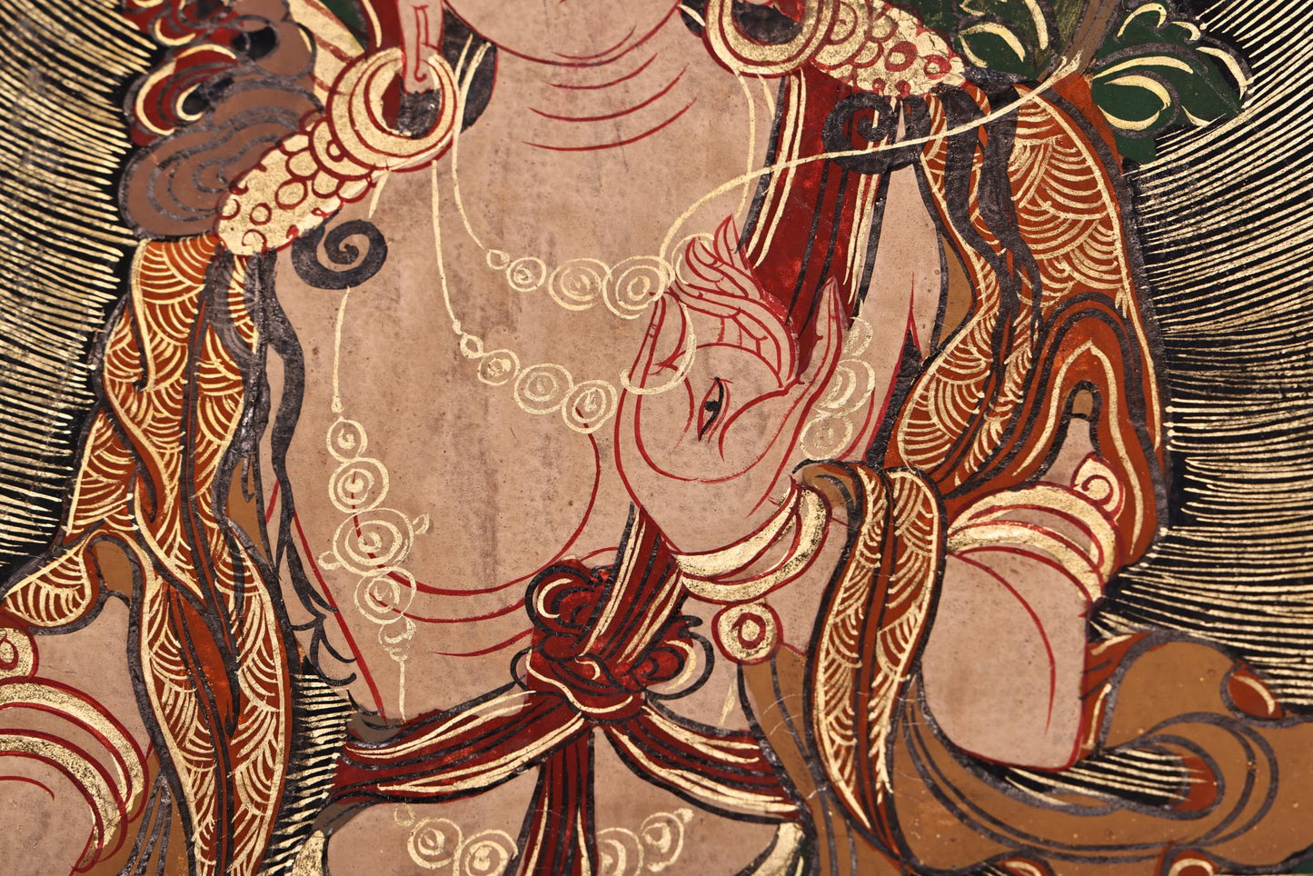 A1214 Tibetan Buddhism Sheepskin & Silk Vajrapani Tara Tangka