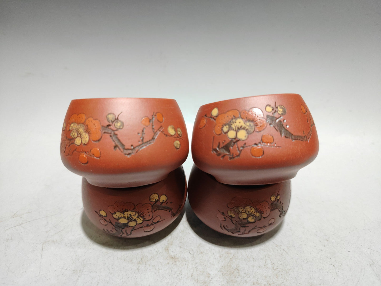 A1216 A Set Chinese Yixing Zisha Plum Flower Design Teapot & Cups