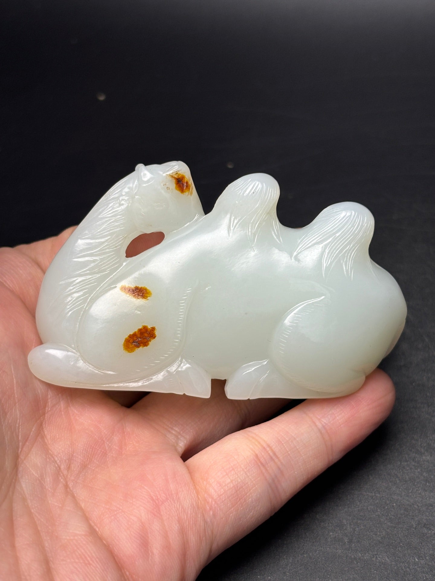 A1218 Superb Chinese Hetian Jade Carved Camel Statue