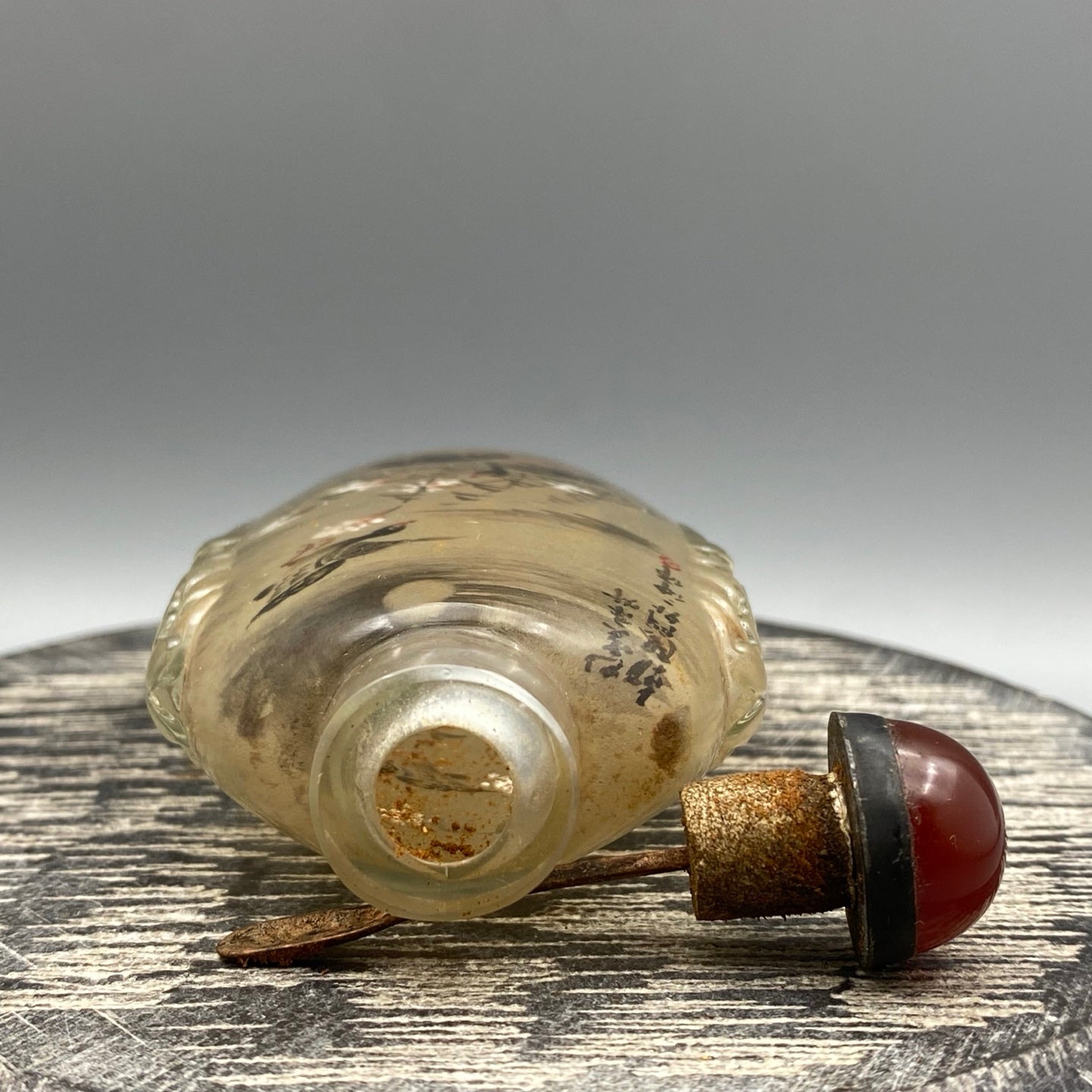 A1220 Old Chinese Peking Glass Inside Painting Wild Geese Design Snuff Bottle w Stopper