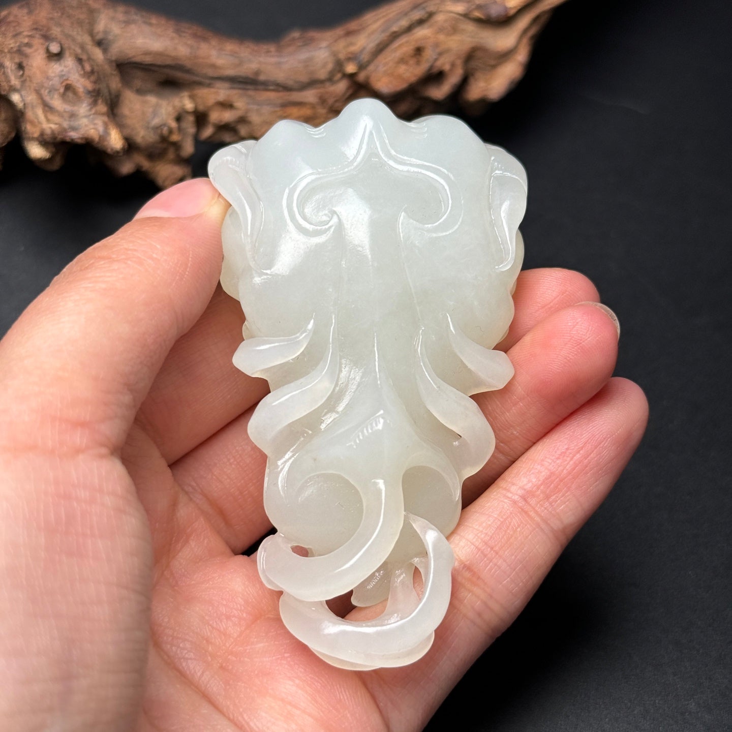 A1221 Chinese Hetian Jade Carved Beast Face Pendant