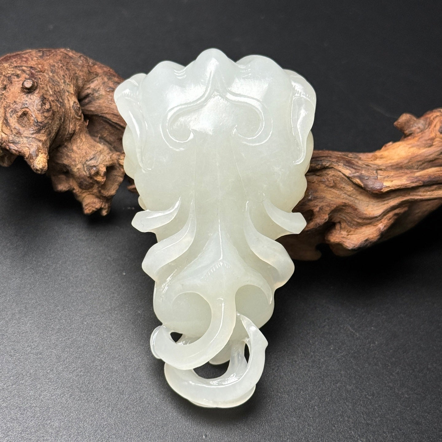 A1221 Chinese Hetian Jade Carved Beast Face Pendant