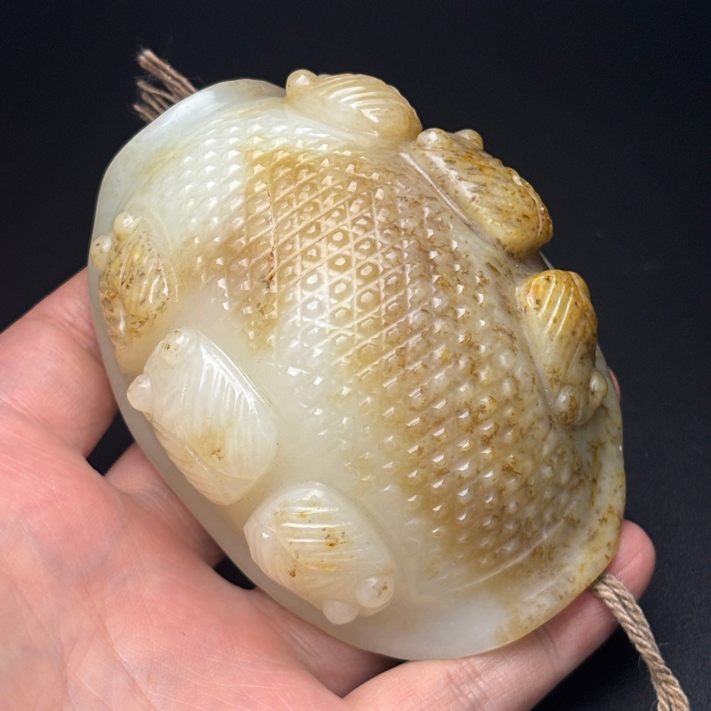 A1224 Vintage Chinese Hetian Jade Carved Turtle Statue
