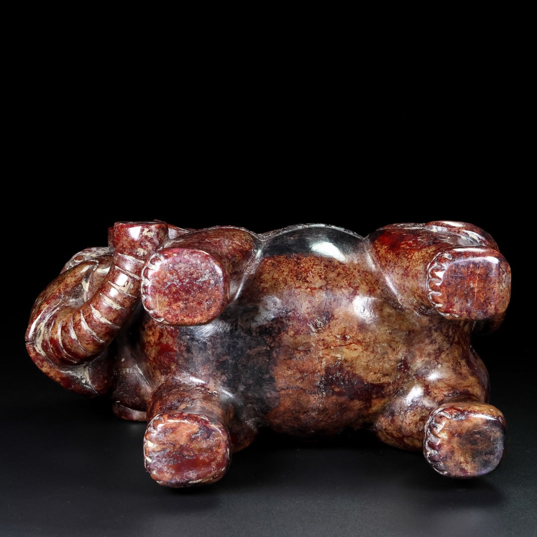 A1233 A Pair Vintage Chinese Hetian Jade Carved Elephant Statue