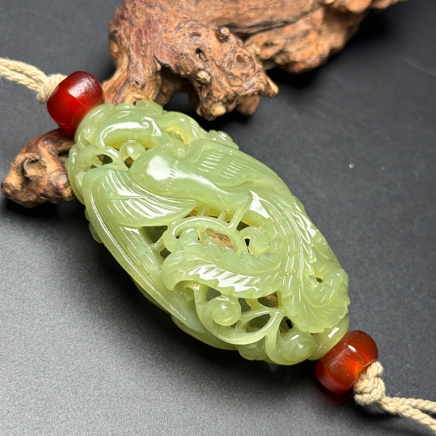 A1235 Openwork Chinese Hetian Jade Carved Fortune Dragon Sachet Pendant