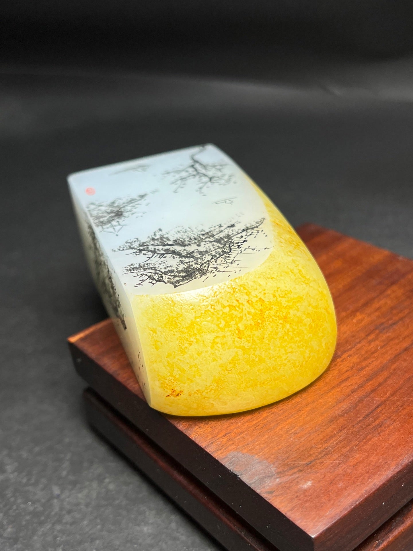 A1237 Chinese Hetian Jade Mountain River Scene Seal