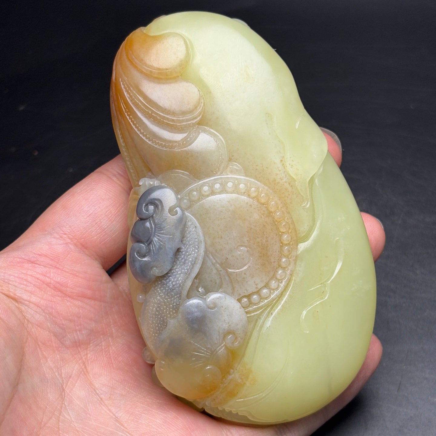 A1239 Superb Chinese Hetian Jade Carved Longevity Taoism Deity Statue