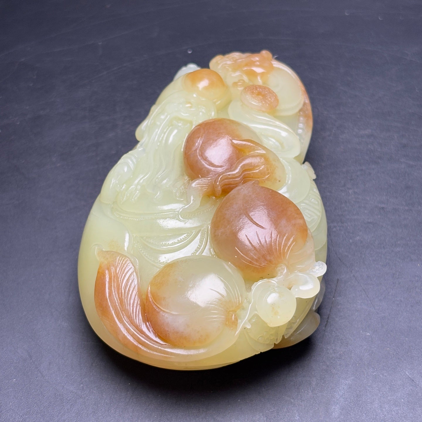 A1239 Superb Chinese Hetian Jade Carved Longevity Taoism Deity Statue