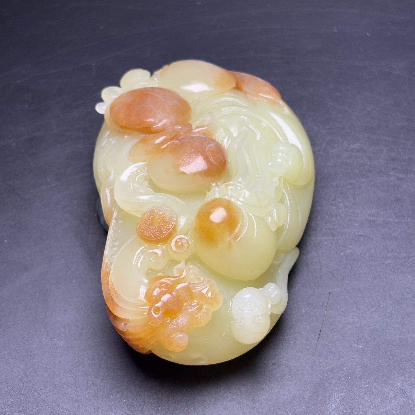 A1239 Superb Chinese Hetian Jade Carved Longevity Taoism Deity Statue
