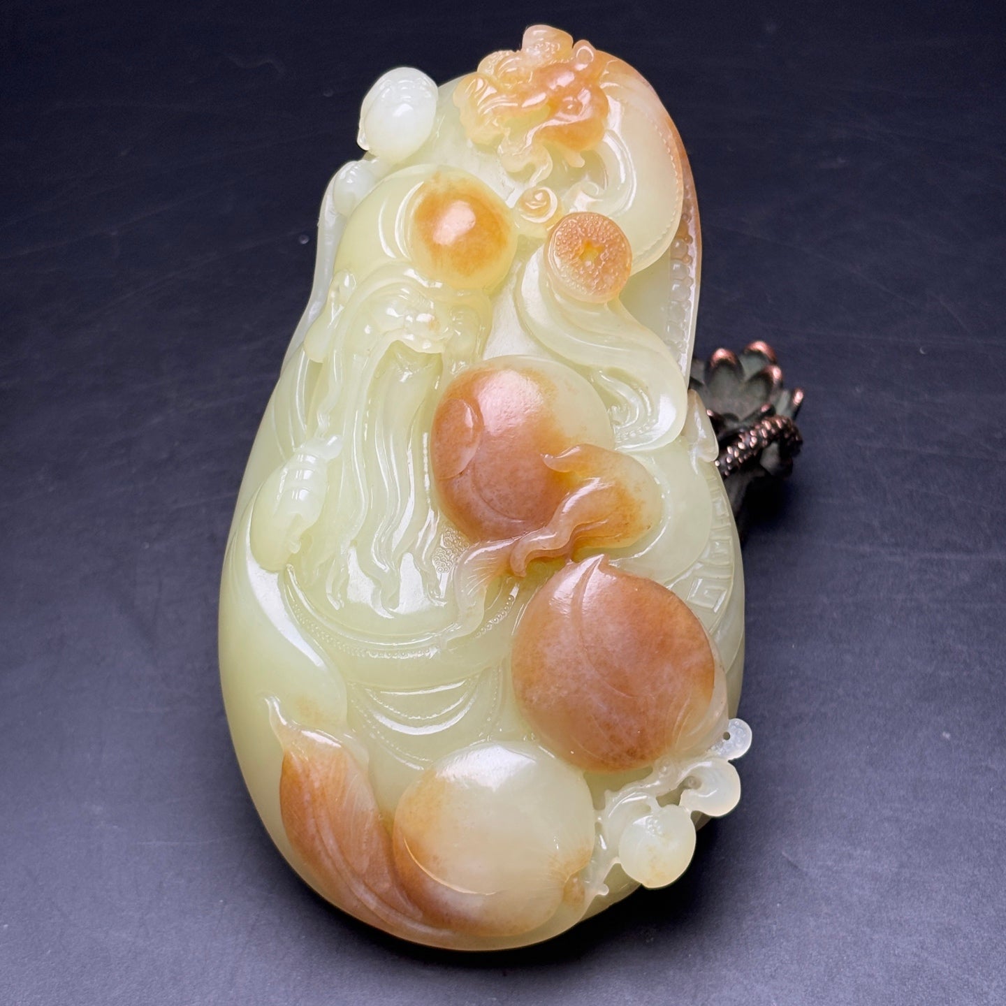 A1239 Superb Chinese Hetian Jade Carved Longevity Taoism Deity Statue