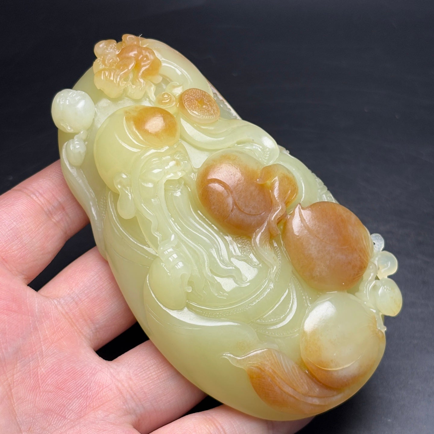 A1239 Superb Chinese Hetian Jade Carved Longevity Taoism Deity Statue