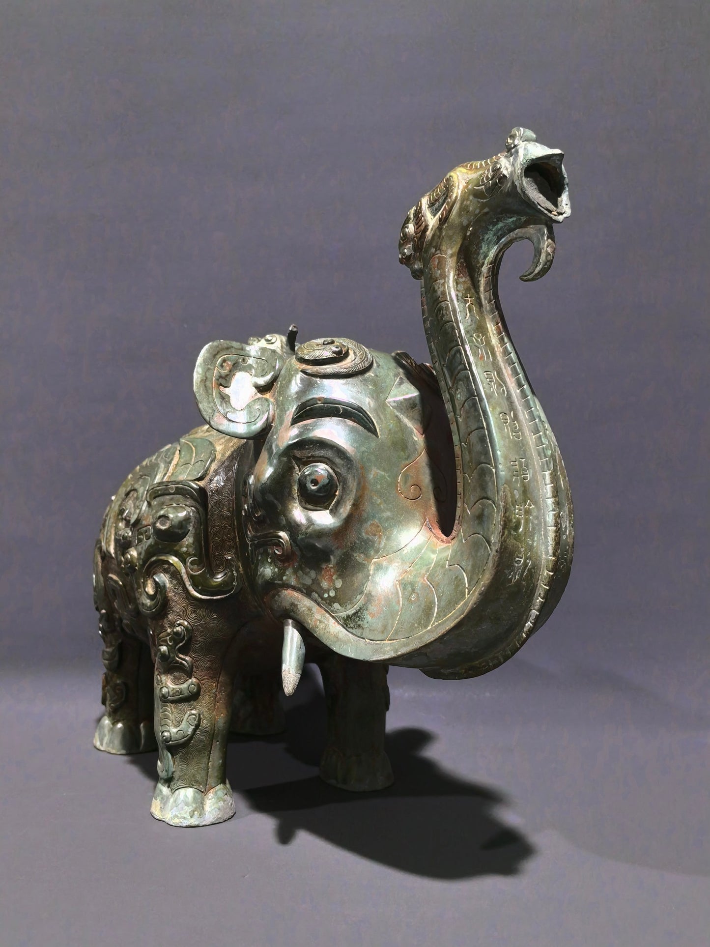 A1240 Xi Zhou Period Bronze Elephant Statue