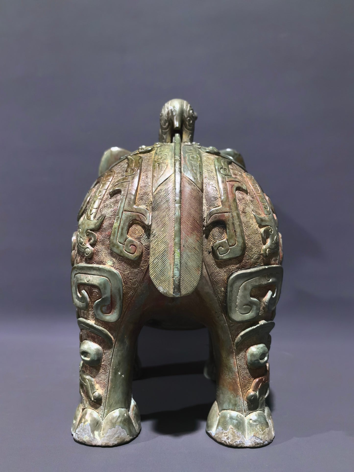 A1240 Xi Zhou Period Bronze Elephant Statue